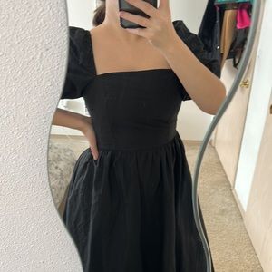 H&M puff sleeve black dress